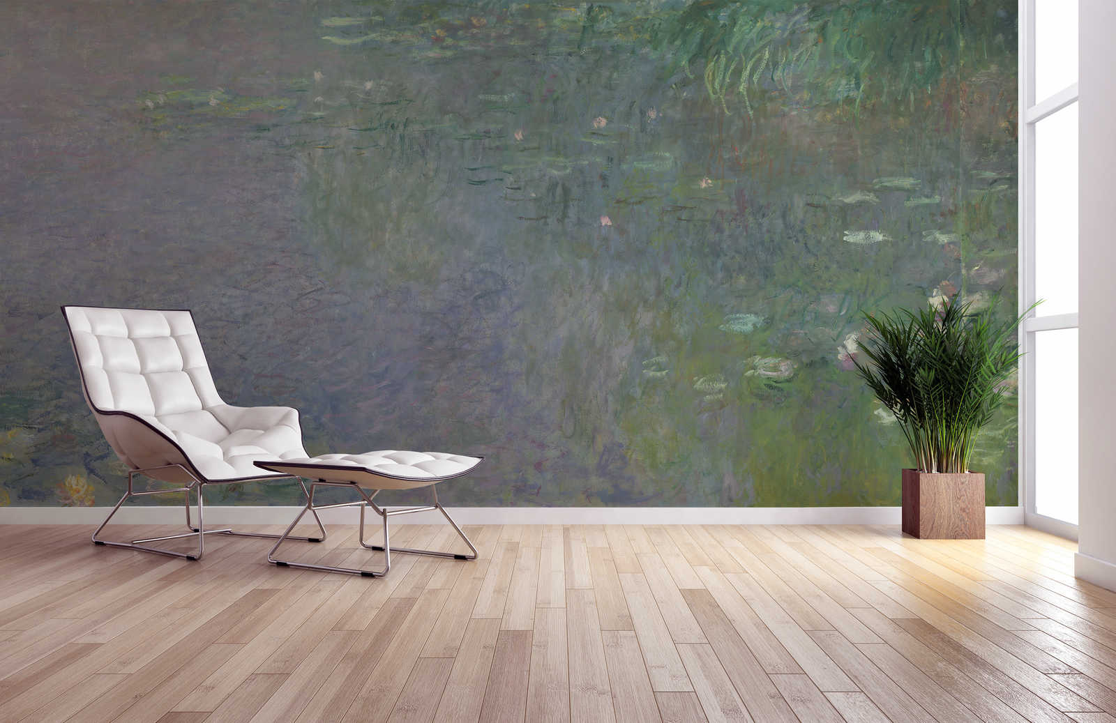             Waterlelies: ochtend" muurschildering van Claude Monet
        