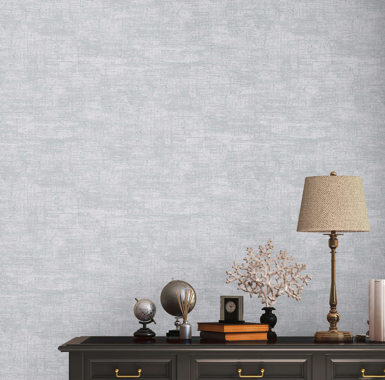             Non-woven wallpaper with metallic accents - grey, silver
        