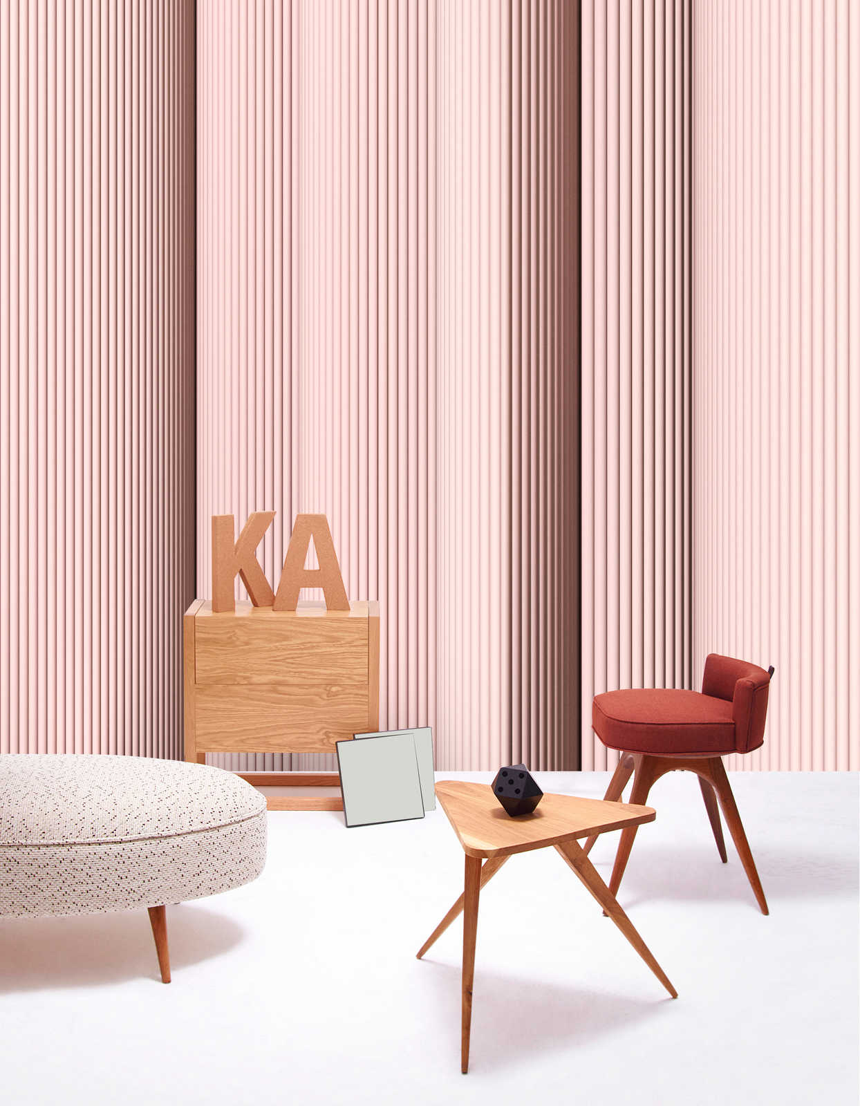             Magic Wall 4 - stripes photo wallpaper with 3D illusion effect, pink & white
        