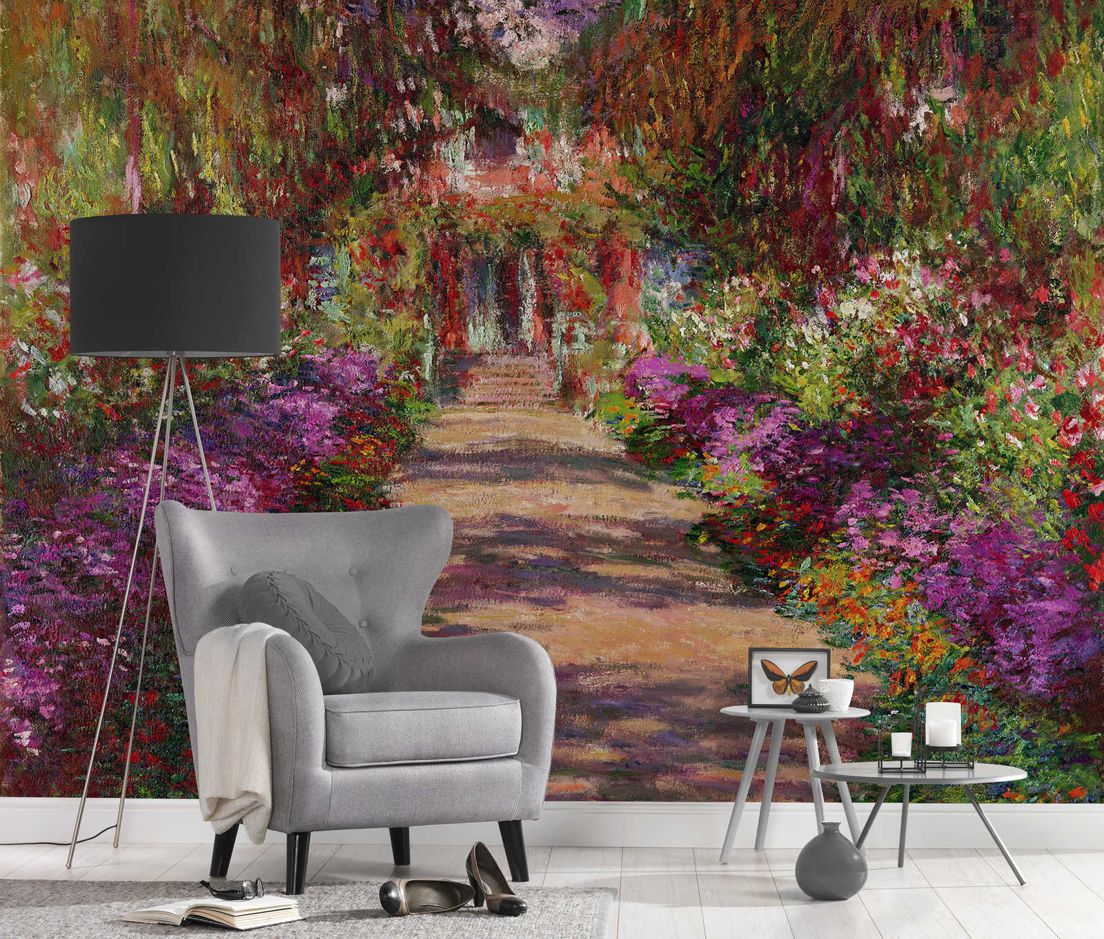             Muurschildering "Pad naar de tuin in Giverny" van Claude Monet
        