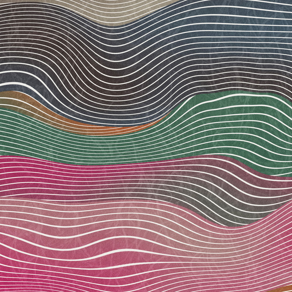             Ruimte 1 - Muurschildering Golven Patroon Roze & Groen Retro Stijl
        