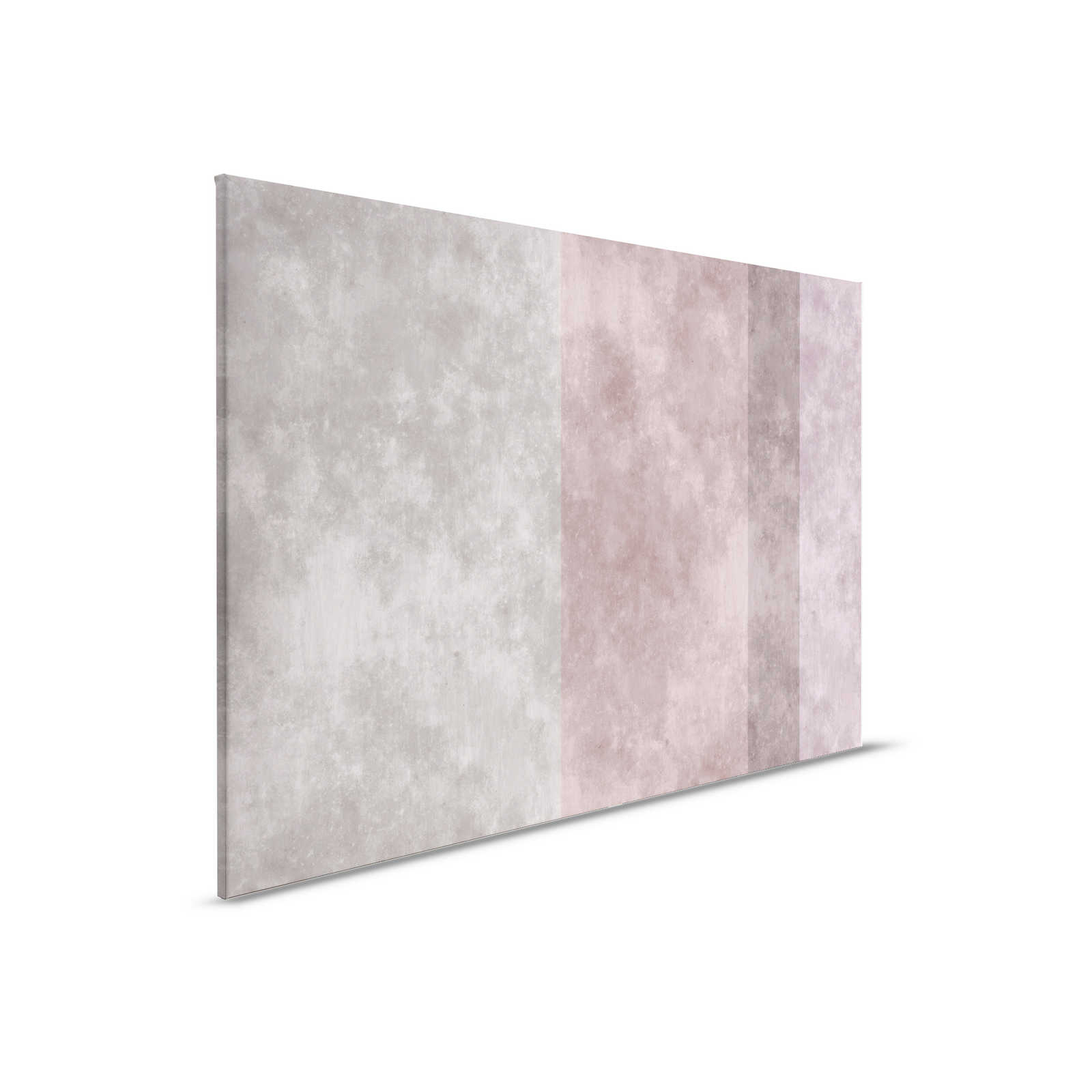 Cuadro lienzo aspecto hormigón con rayas | gris, rosa - 0,90 m x 0,60 m
