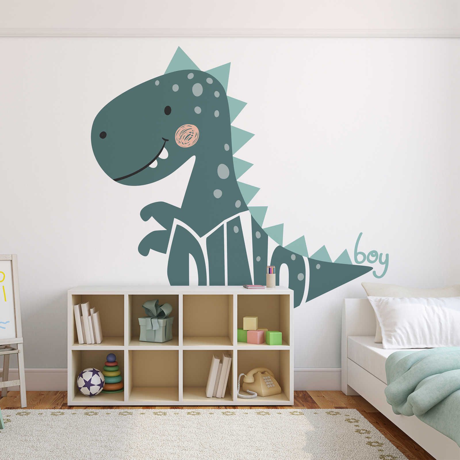 Kinderkamer muurschildering met dinosaurus - Glad & parelmoer fleece
