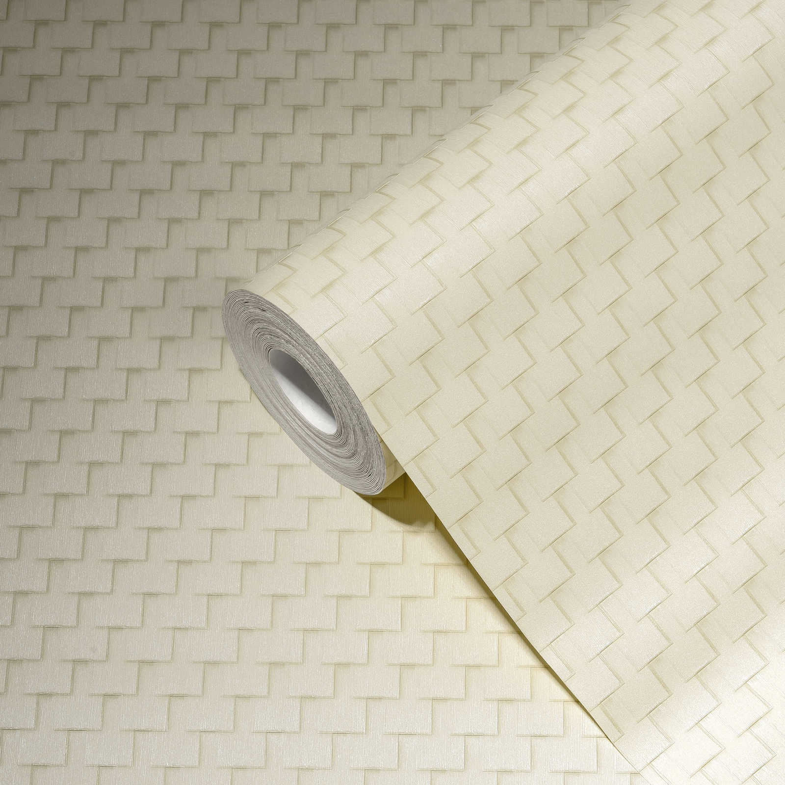             Papier peint à motifs avec design à facettes et effet 3D - beige, crème, argenté
        