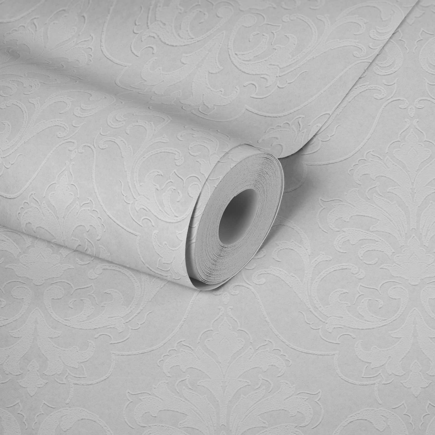             Non-woven wallpaper paintable with ornaments large roll - white
        
