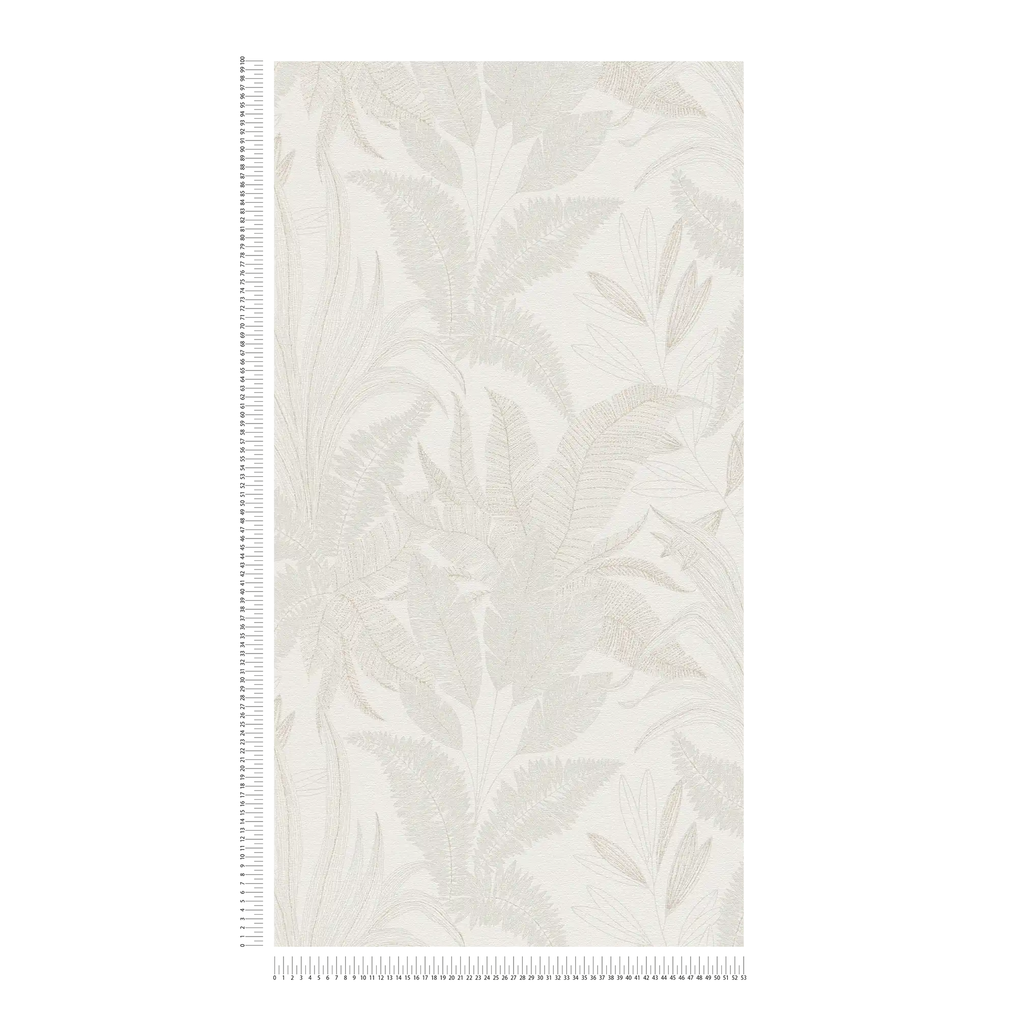             Bloemrijkvliesbehang met bladmotief in zachte kleuren - crème, beige
        