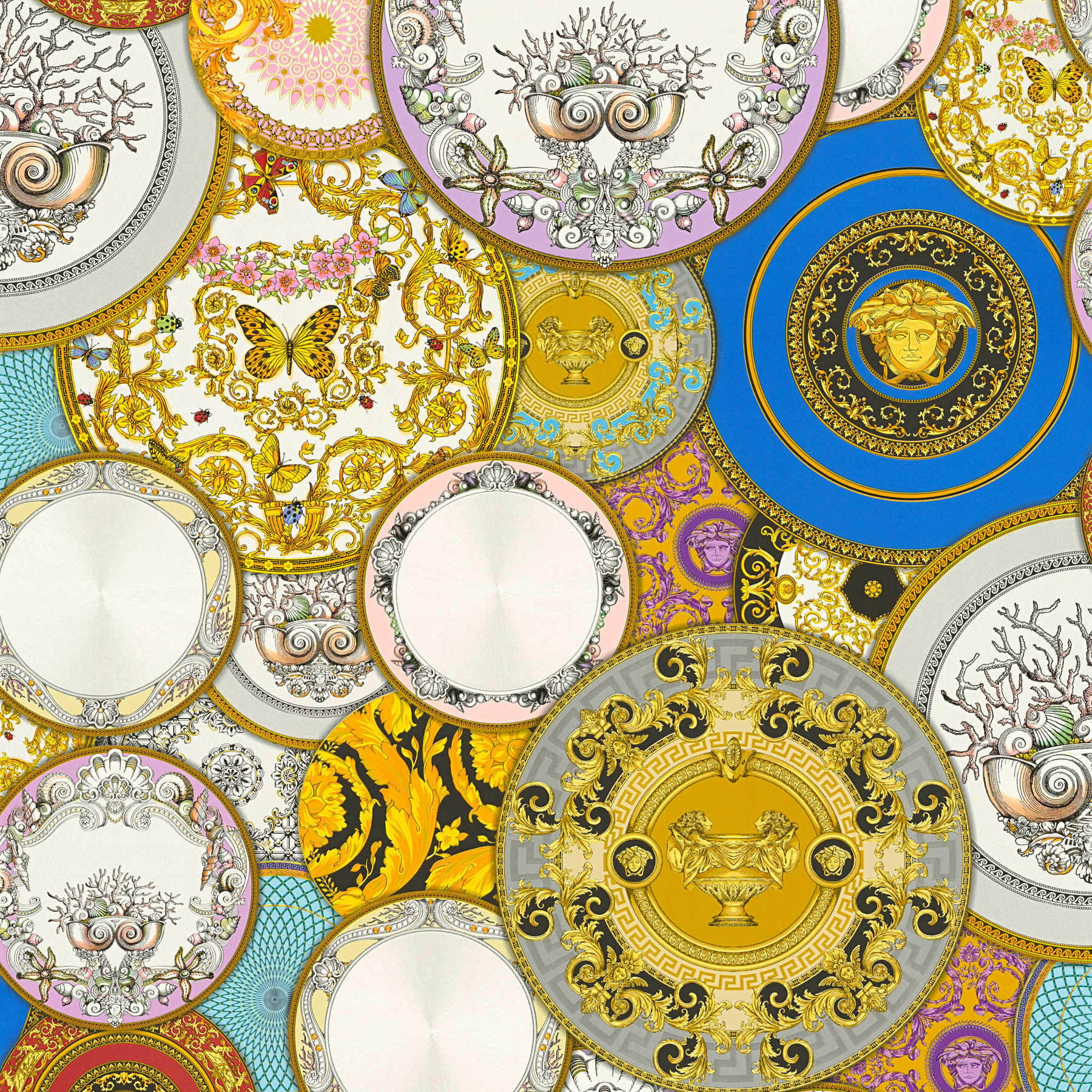         VERSACE wallpaper with medals design & gold effect - Colorful, Metallic
    