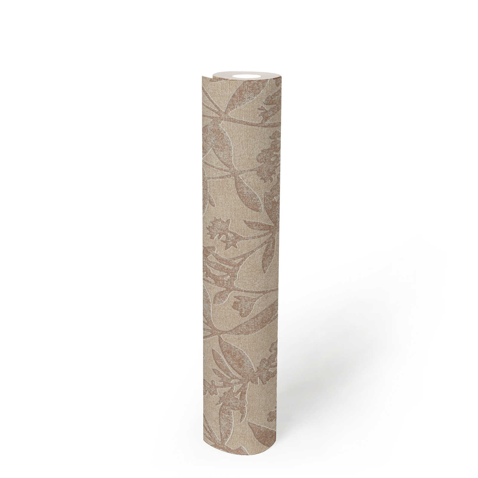            Floral non-woven wallpaper with flowers structure pattern - beige
        