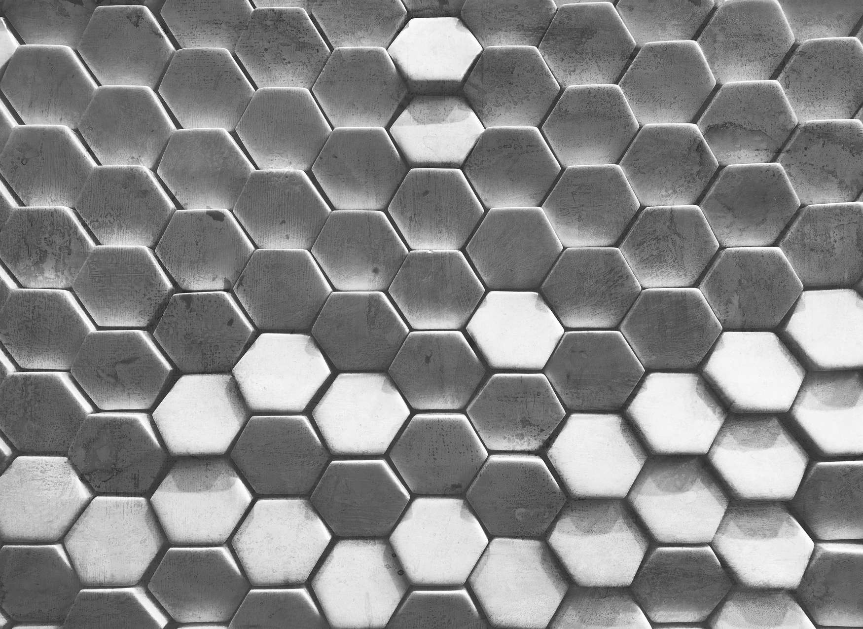            3D Wallpaper with Metallic Pattern - Grey, White
        