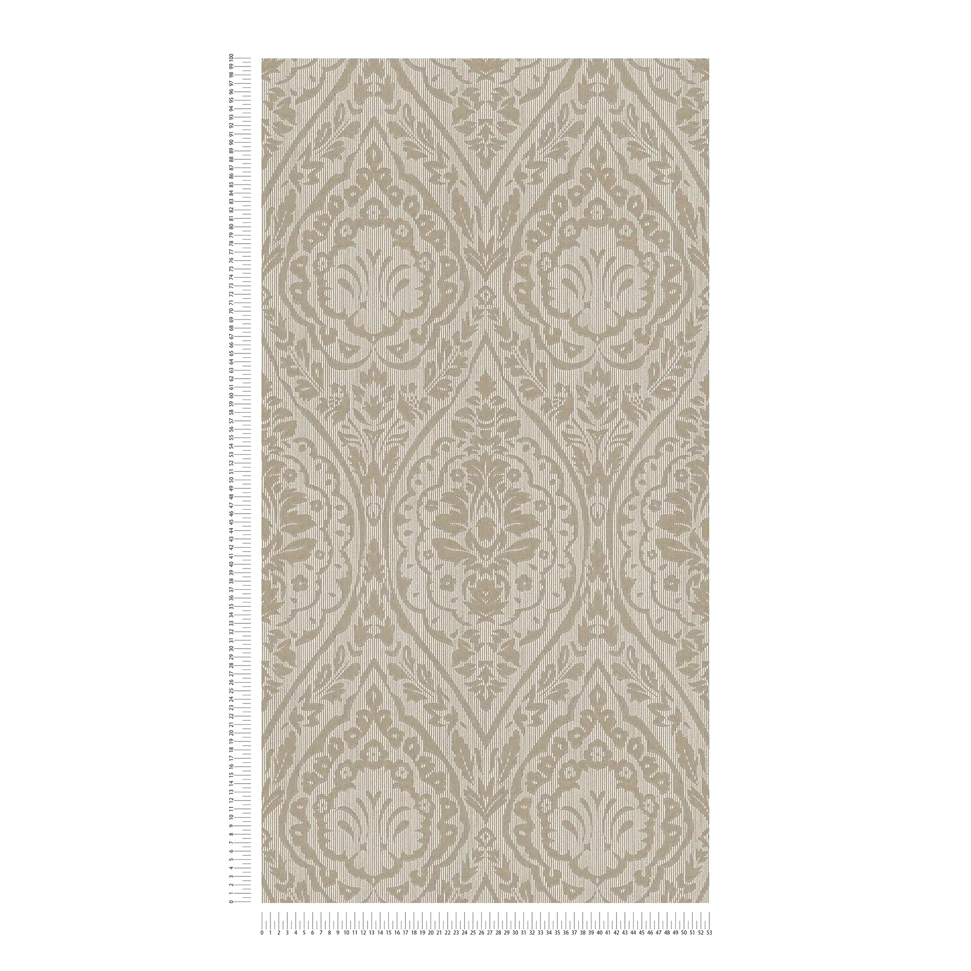             Wallpaper floral pattern with colonial style ornaments - beige, brown
        