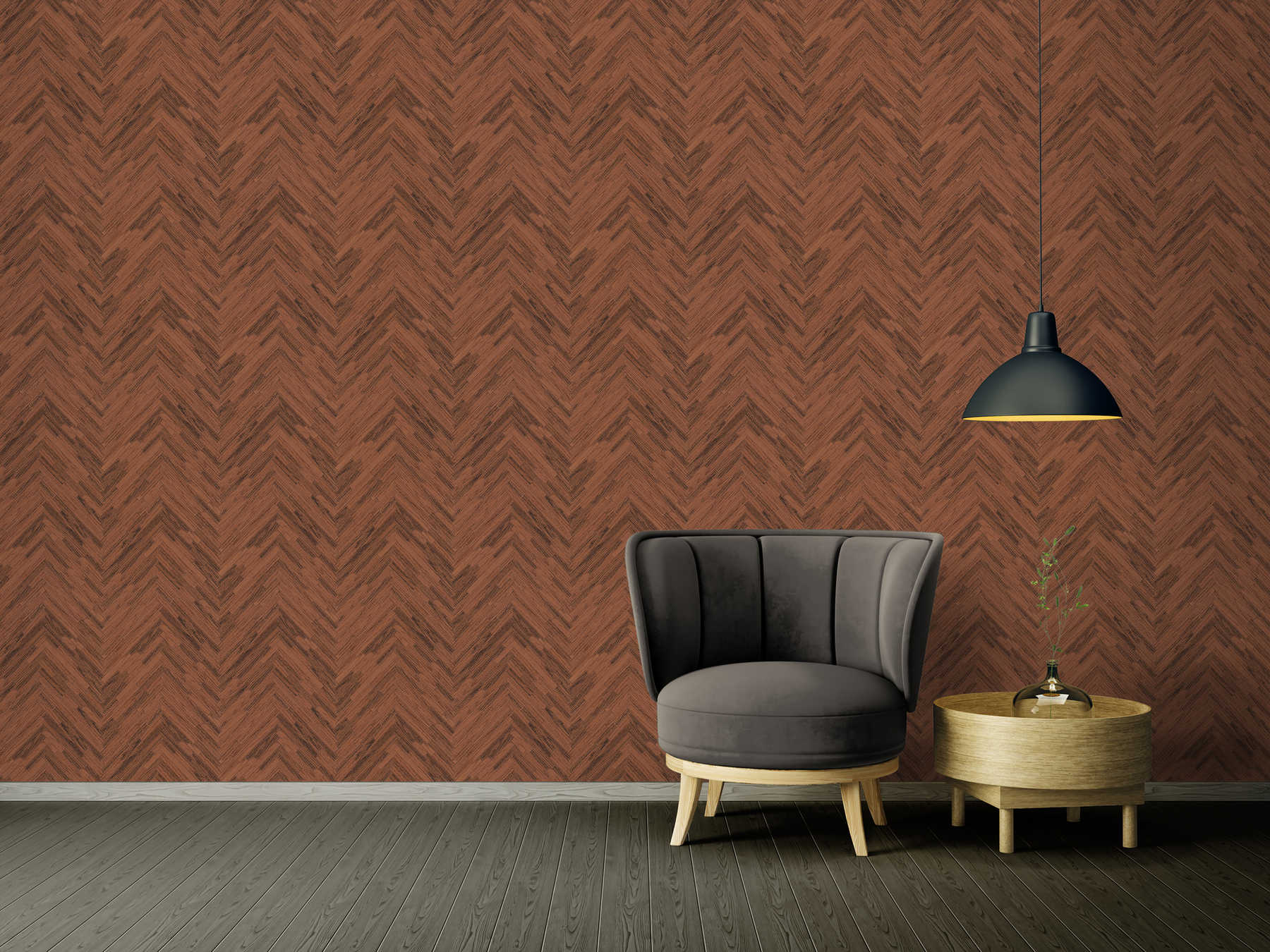             VERSACE Home wallpaper elegant wood look - brown, copper, red
        