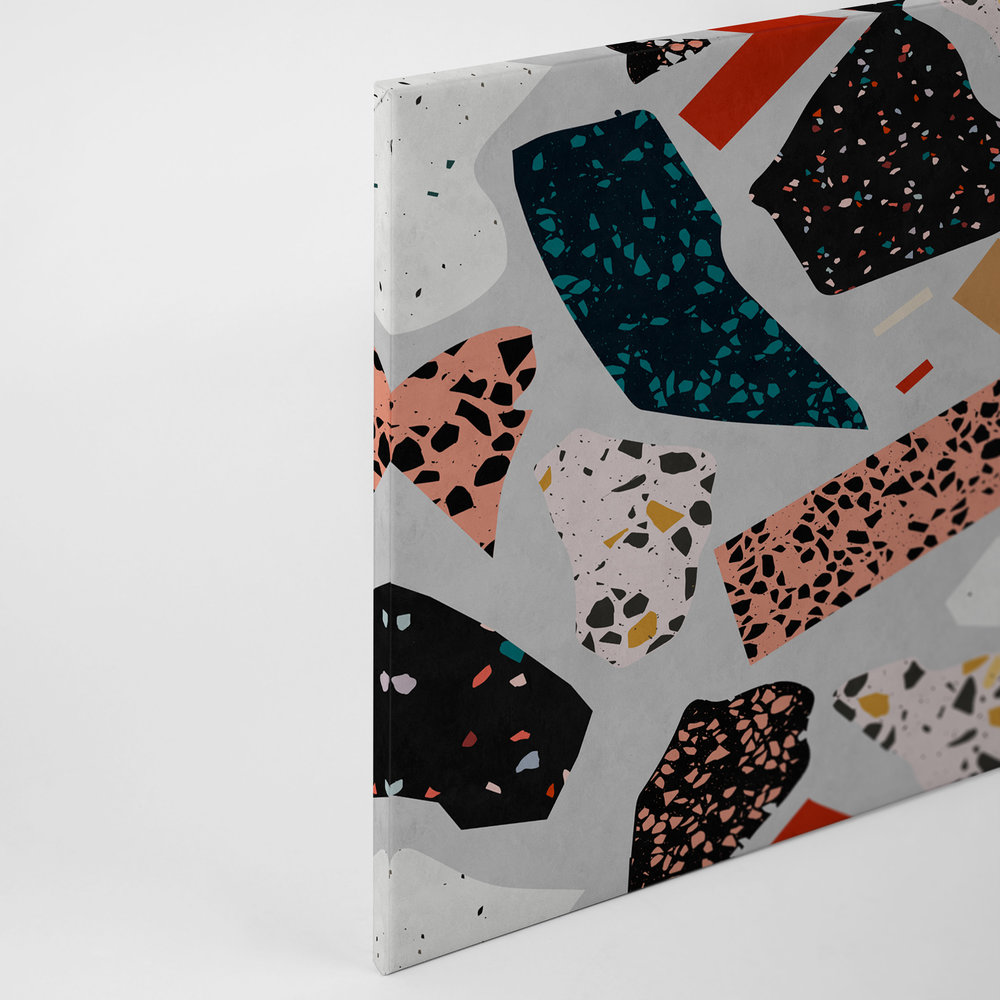             Terrazzo 1 - Canvas painting Terrazzo patterned, stone look in blotting paper structure - 0.90 m x 0.60 m
        