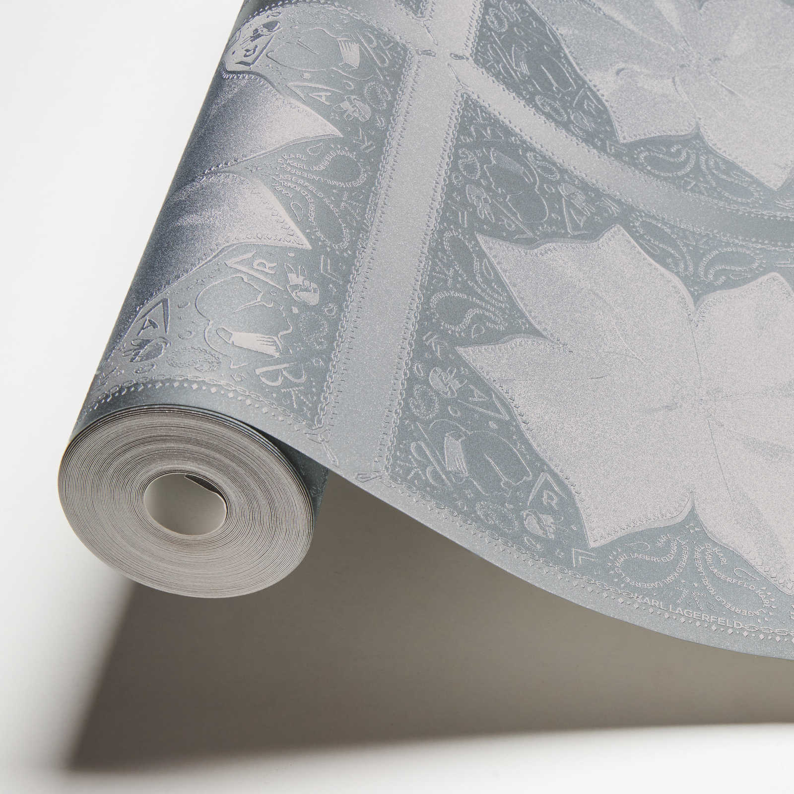             Papel pintado Karl LAGERFELD Tie Pattern - Gris, Metalizado
        