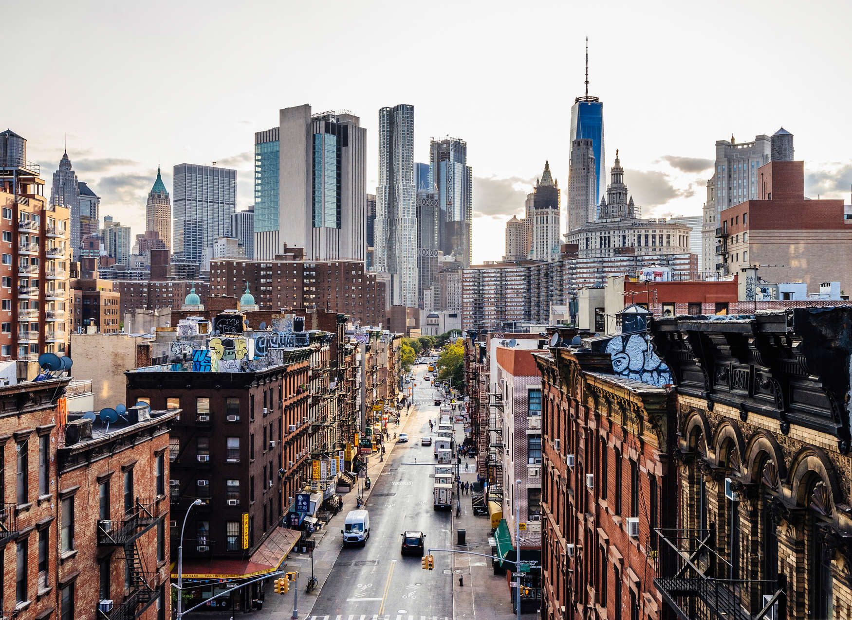             Carta da parati New York con skyline - Marrone, grigio, bianco
        