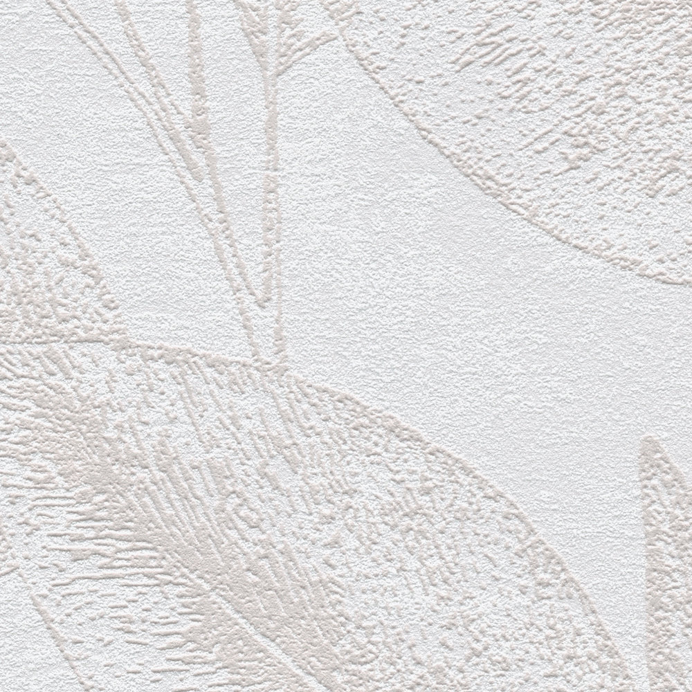             Papier peint vintage à motifs de feuilles - beige
        