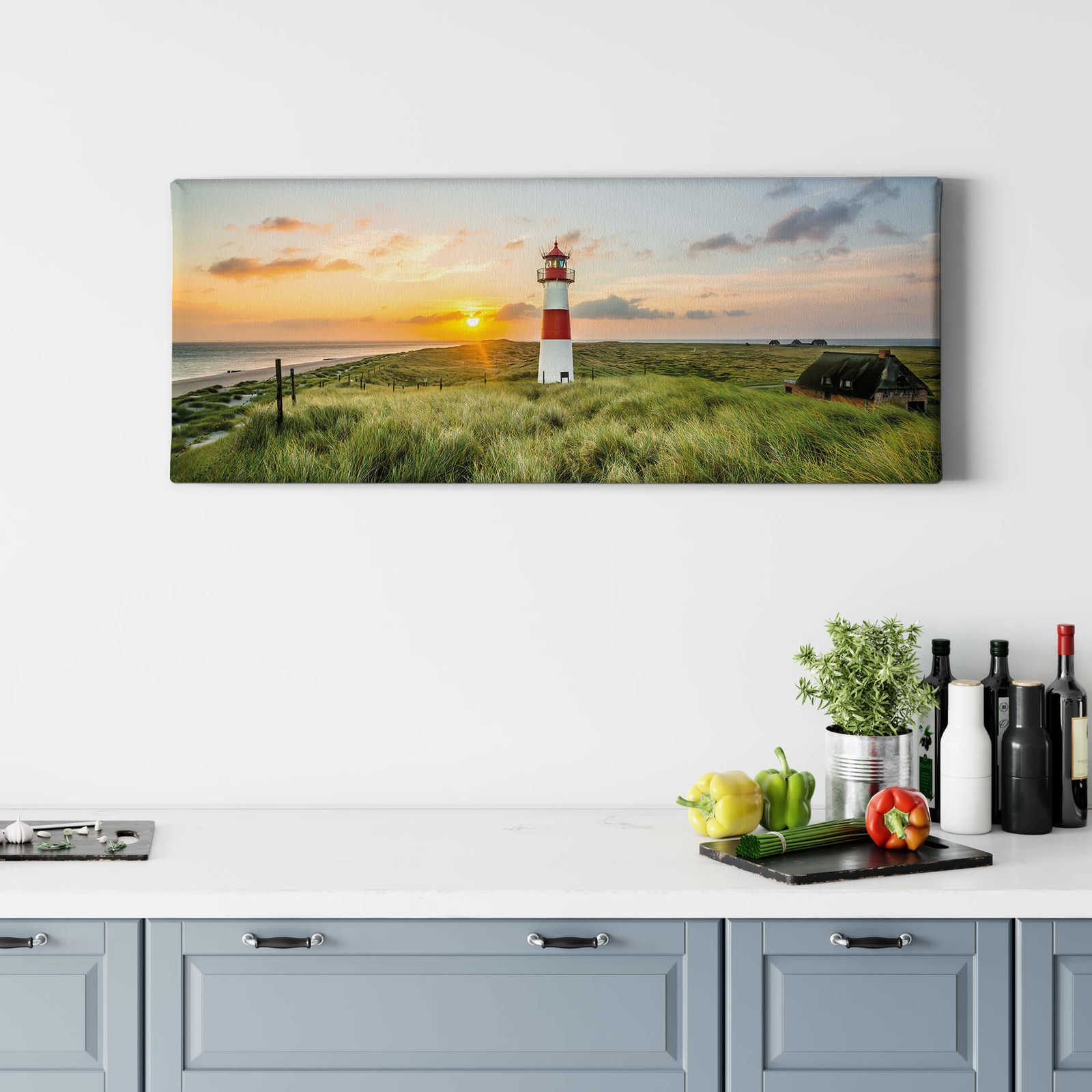             Tableau panoramique du phare de Sylt en couleurs vives - 1,00 m x 0,40 m
        