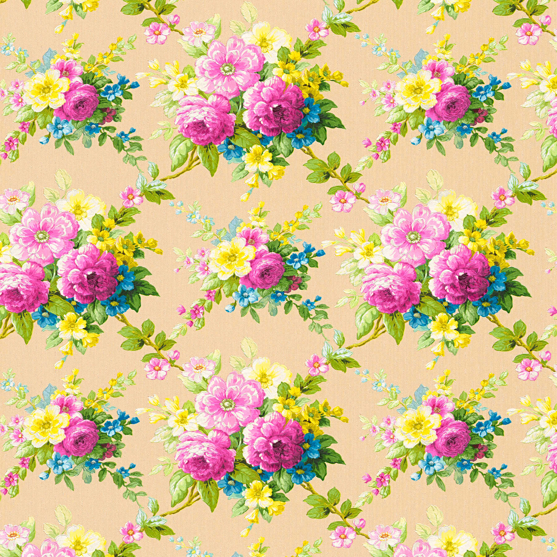 Wallpaper Flowers Decor floral ornament with metallic effect - multicoloured

