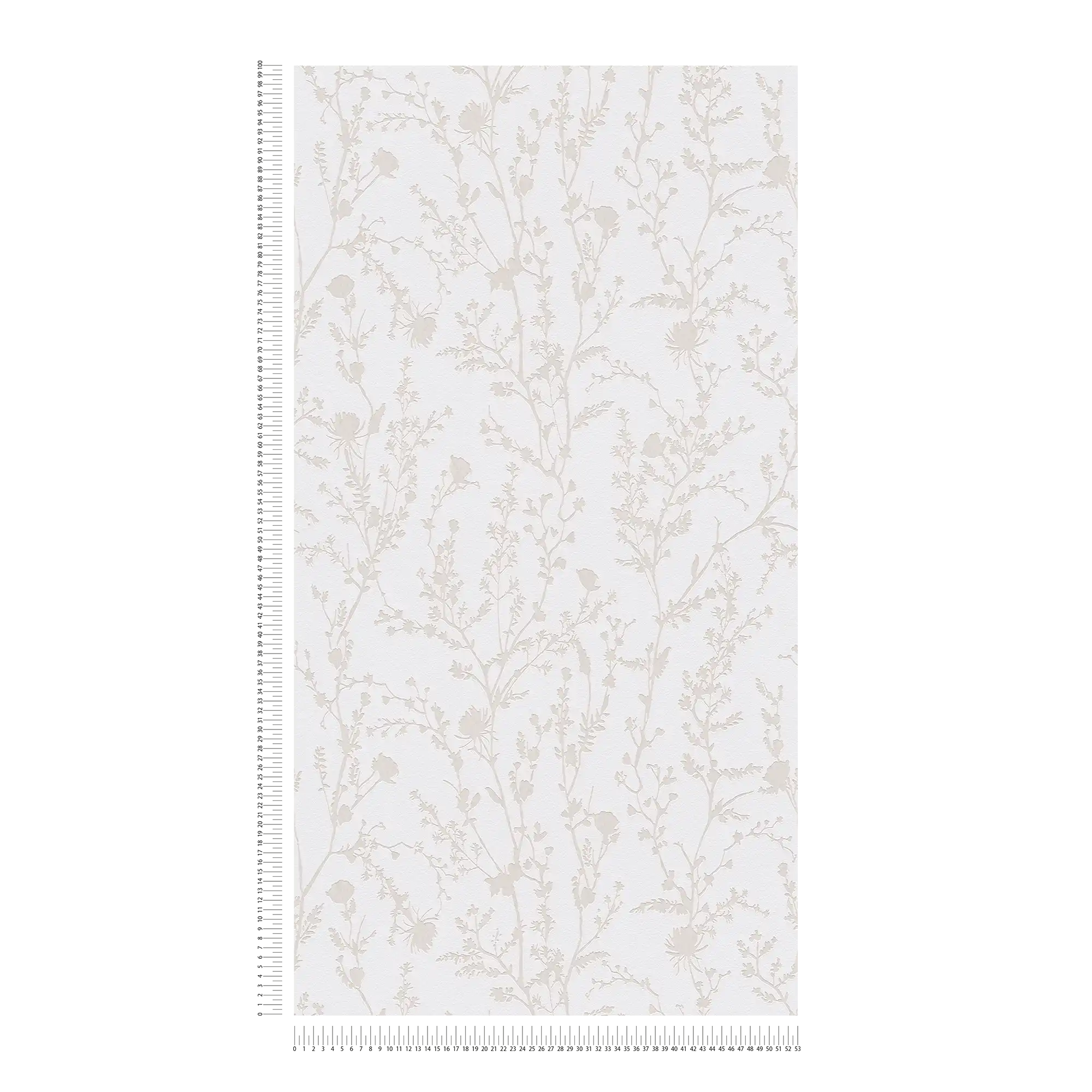             Non-woven wallpaper with floral pattern - light grey, white
        