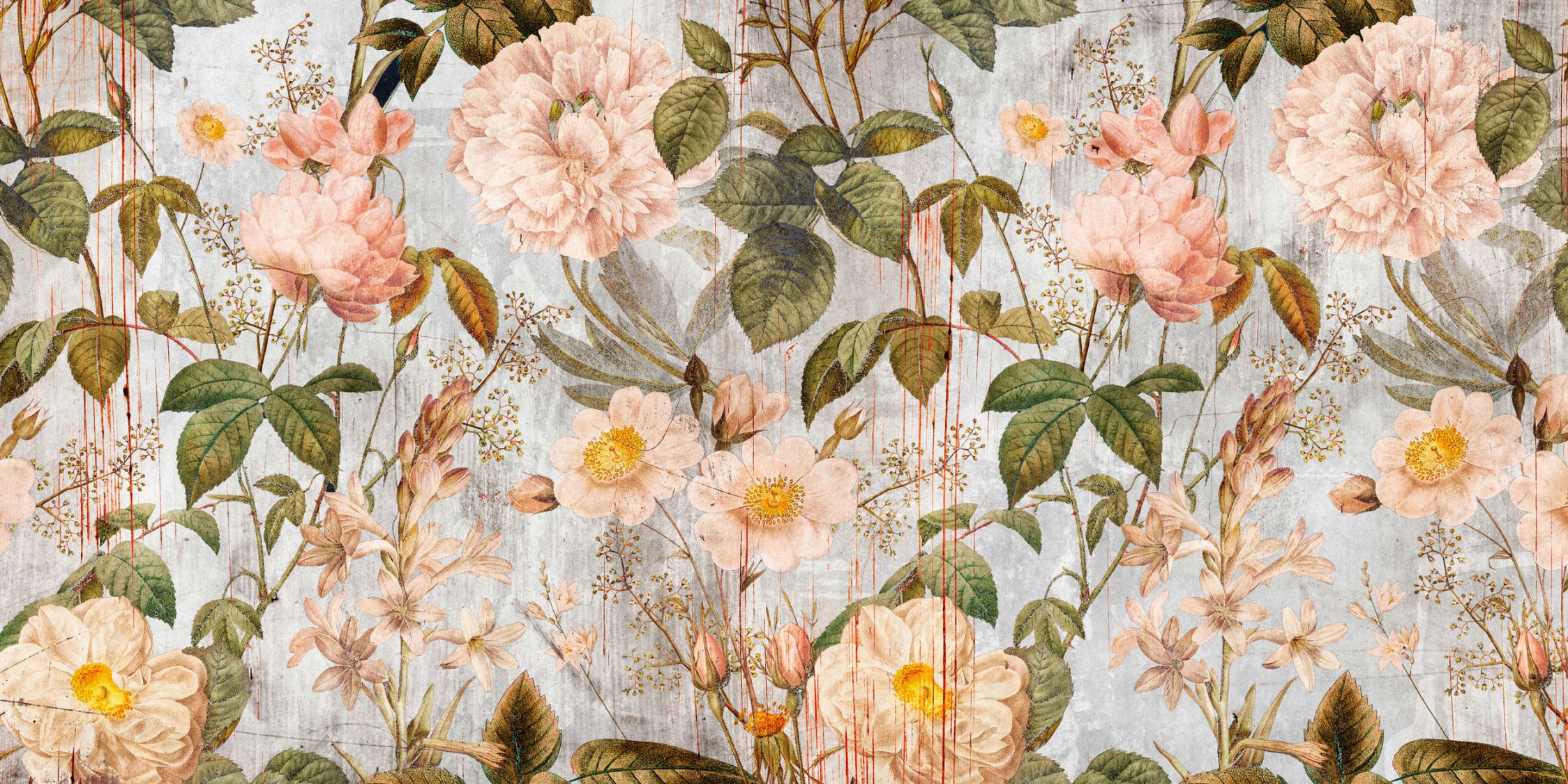             Photo wallpaper »rose« - Vintage-style floral pattern - Smooth, slightly shiny premium non-woven fabric
        