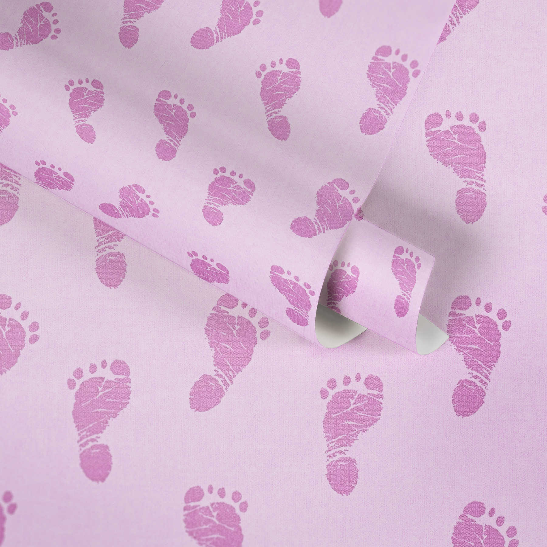             Papel pintado para la habitación del bebé de diseño para niñas - rosa
        