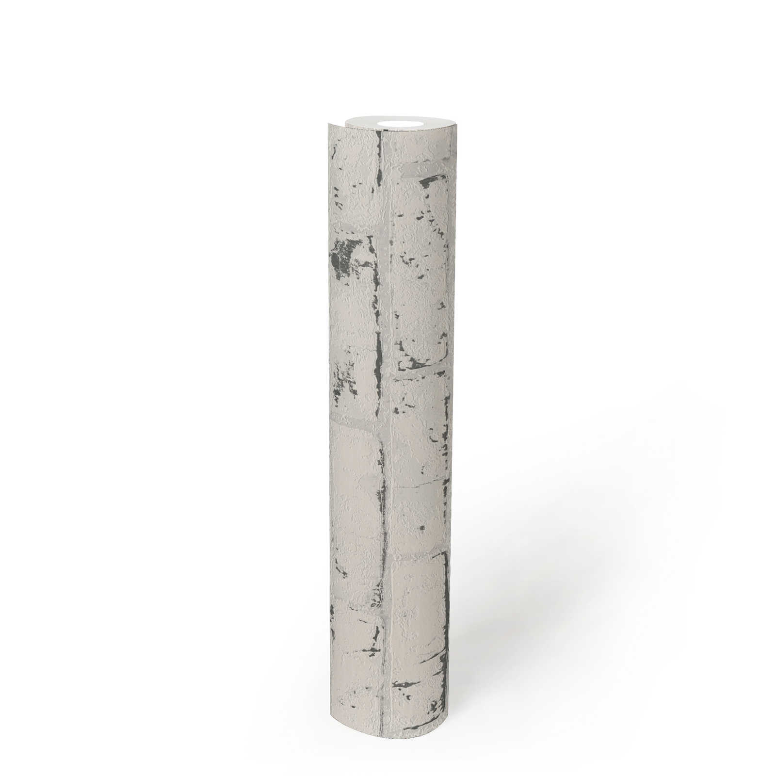             Carta da parati effetto pietra con motivo a mattoni ed effetto 3D - grigio, beige
        