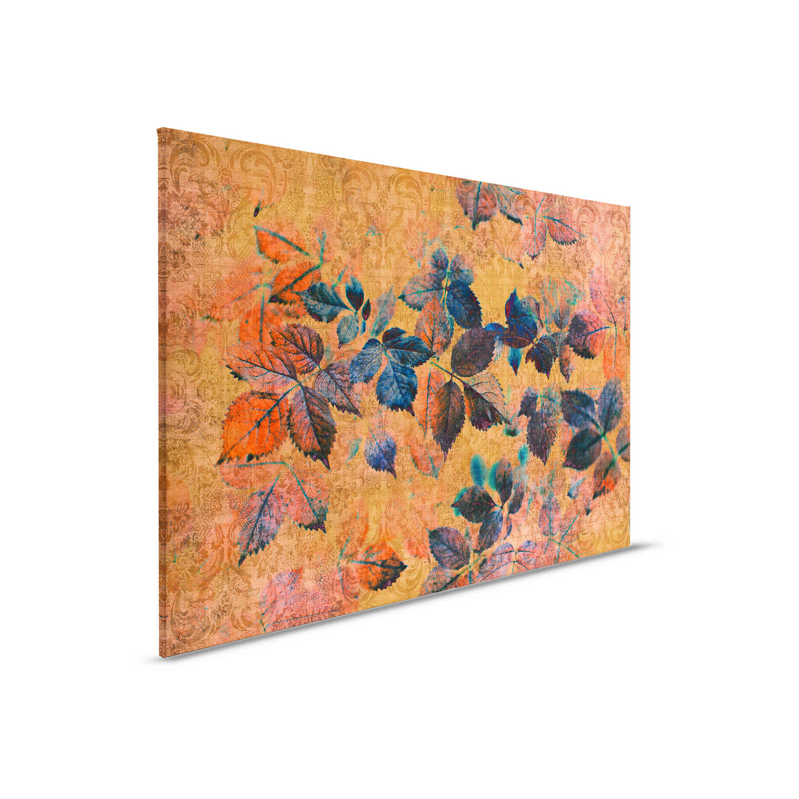 Indian summer 2 - Flowers canvas picture in natural linen structure with warm atmosphere - 0,90 m x 0,60 m
