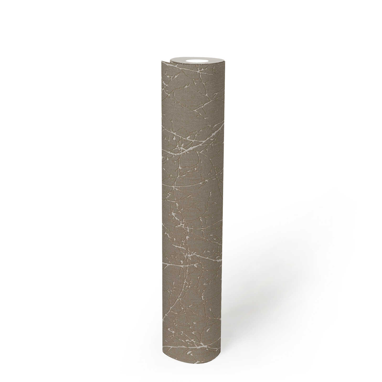             Floral non-woven wallpaper with branch pattern - brown, white
        