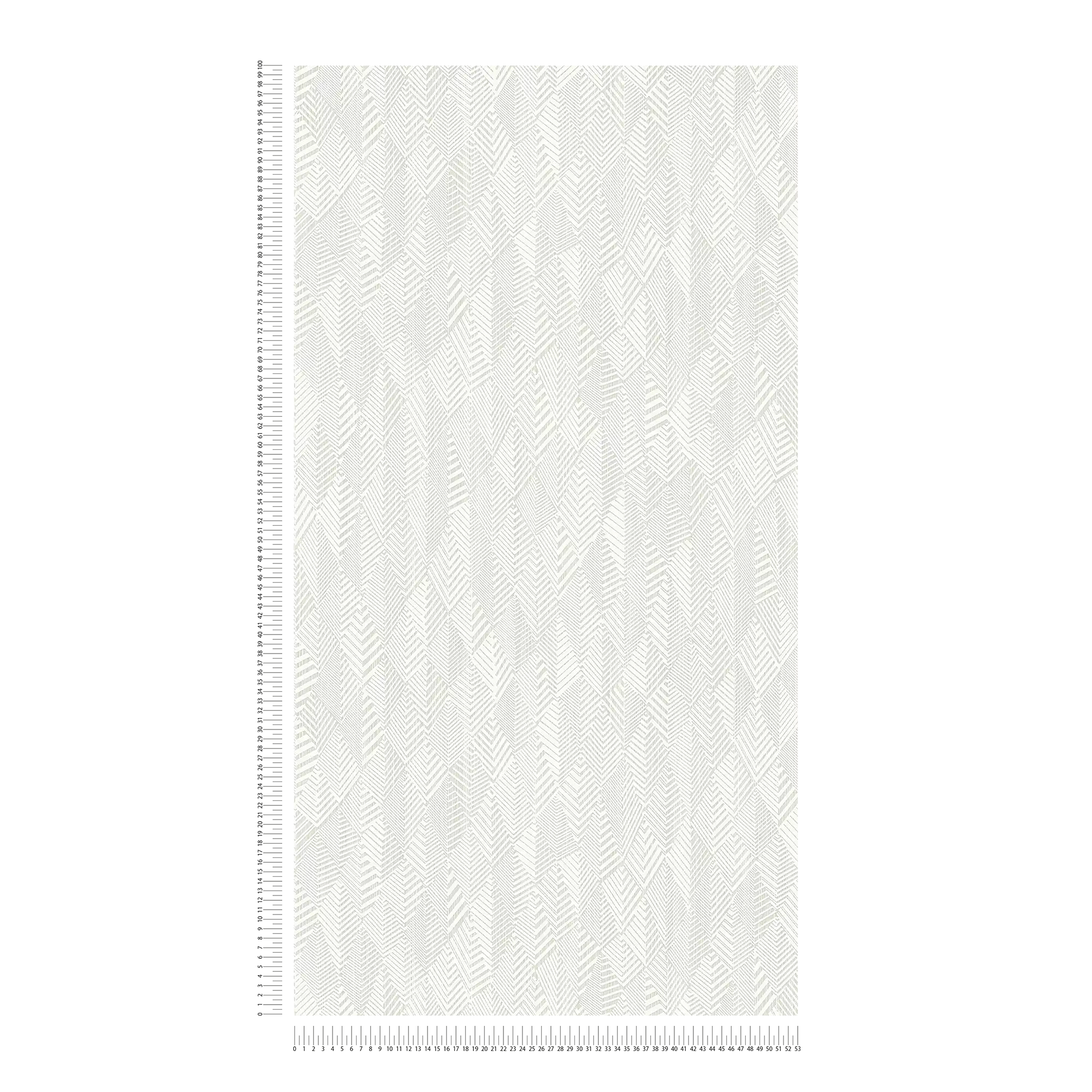             Papier peint uni avec motif abstrait de lignes - crème, blanc
        