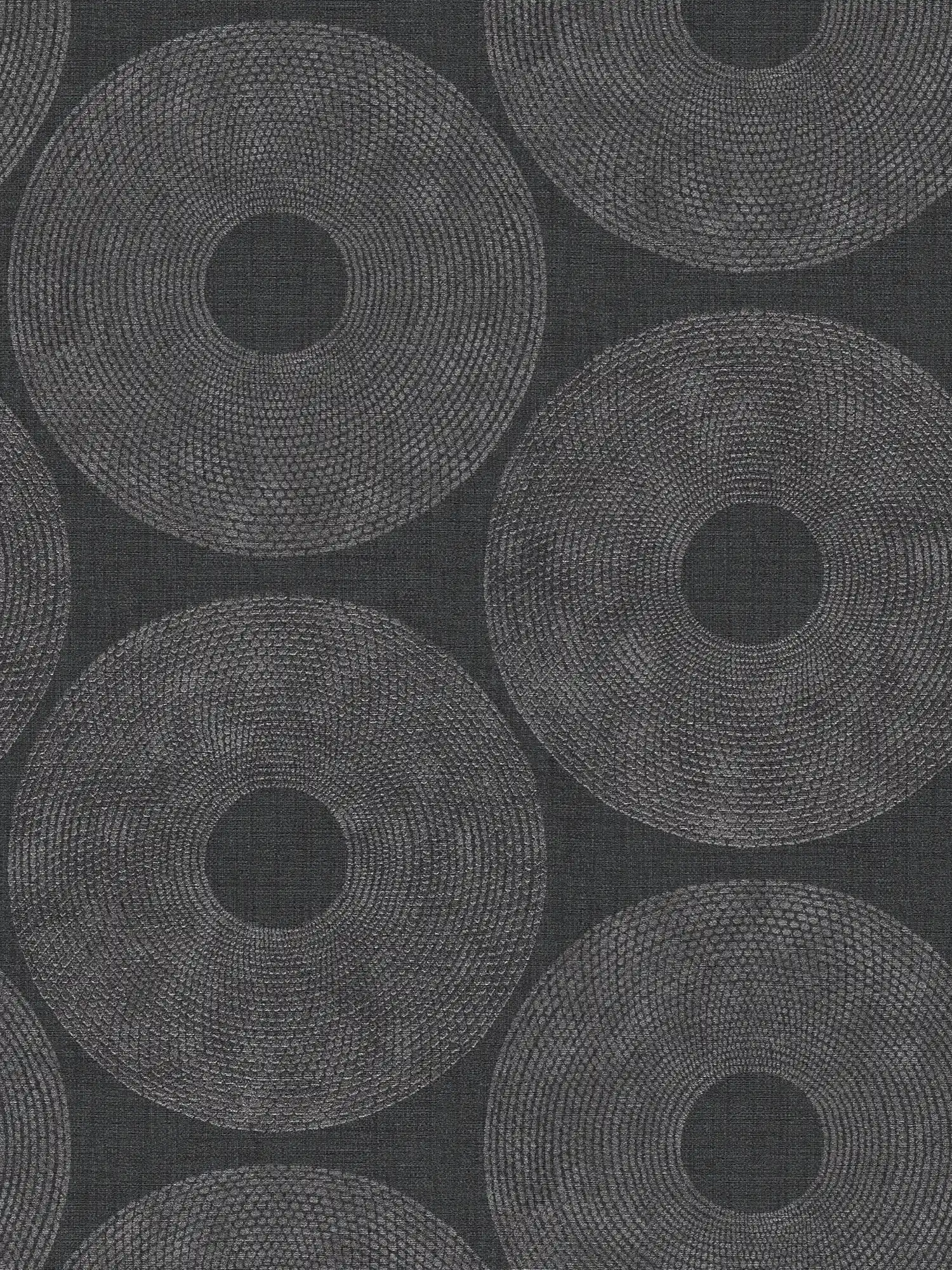         Ethno wallpaper circles with structure design - grey, metallic
    