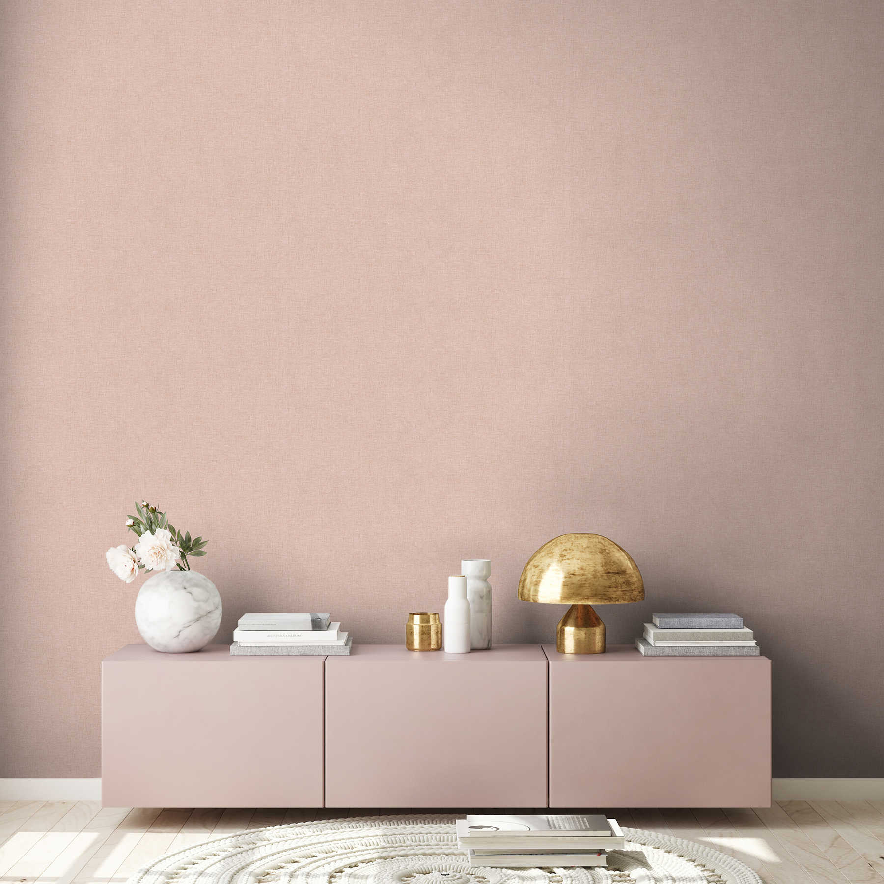             Papier peint uni avec aspect lin discret - rose
        