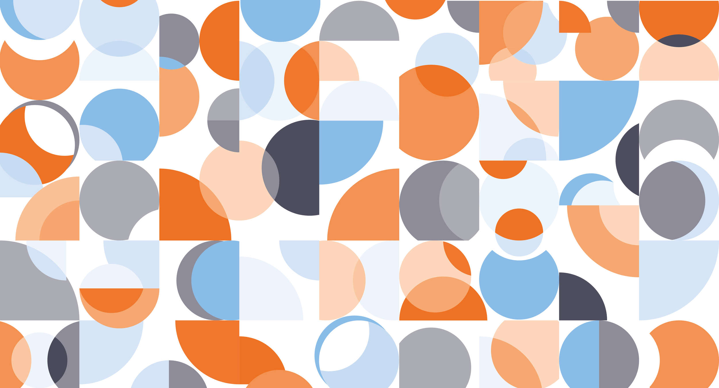             Papier peint rétro, motif graphique & couleurs vives - bleu, orange, blanc
        