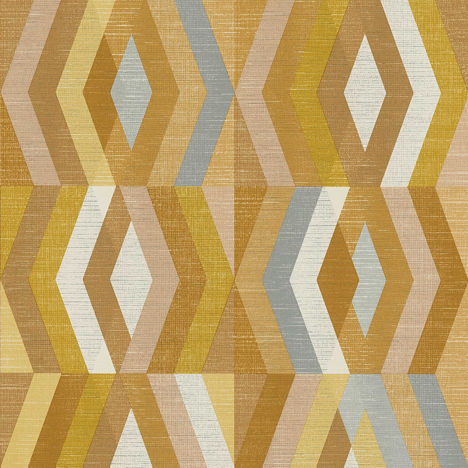         wallpaper linen look with pattern in Scandinavian style - orange, yellow, grey
    