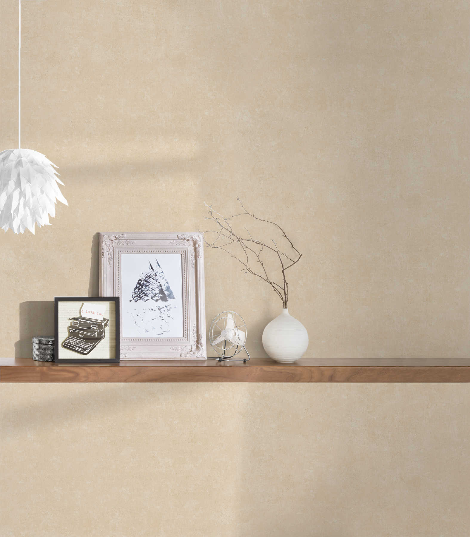             wallpaper plain with colour hatching in vintage look - beige
        