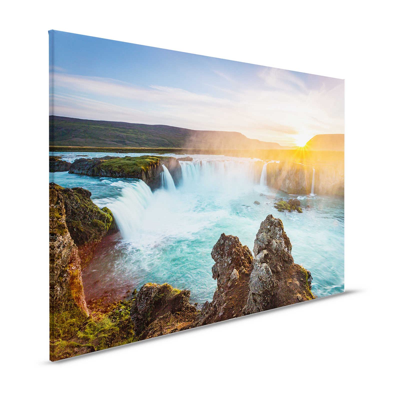 Godafoss Iceland - Canvas painting with waterfall panorama - 1.20 m x 0.80 m
