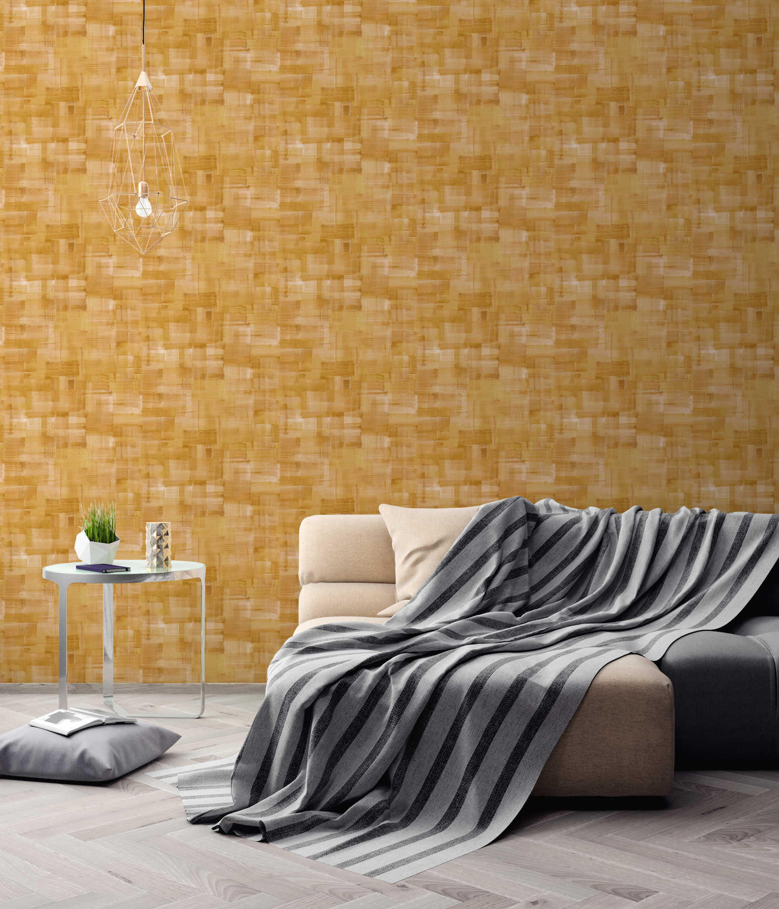             Wallpaper canvas structure, modern art - yellow, orange
        