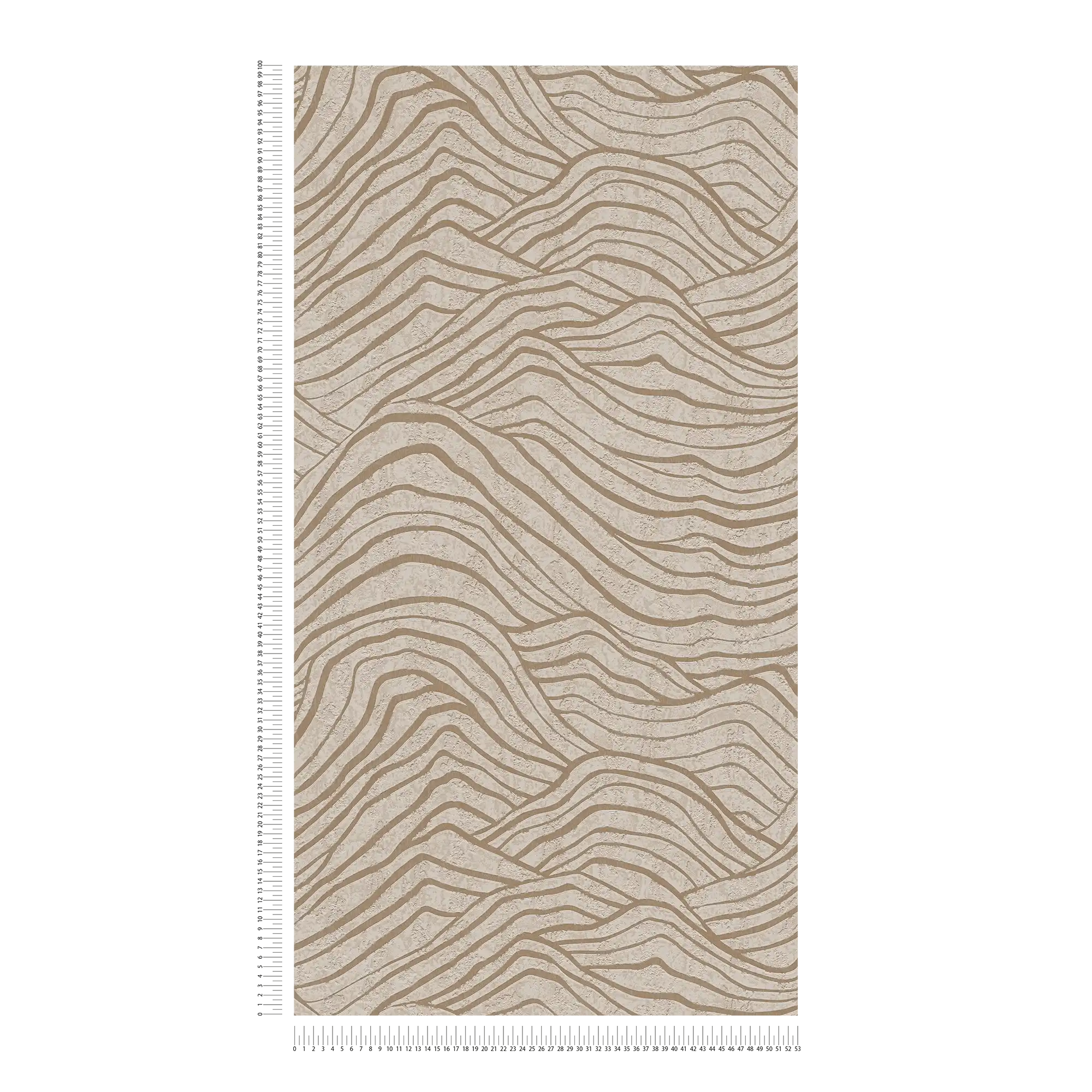             Wallpaper with Asian hill pattern - beige, gold, grey
        