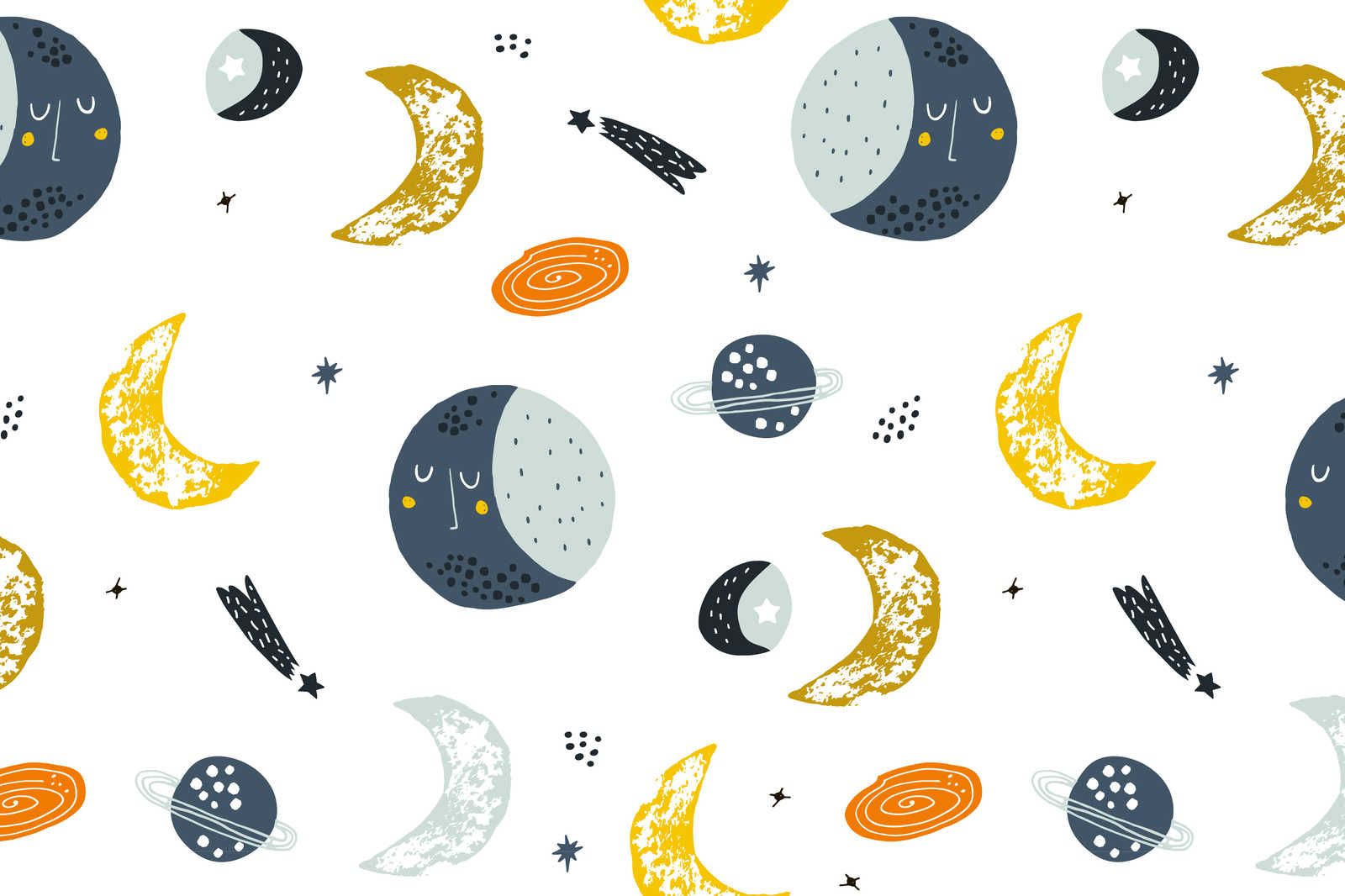             Lienzo con lunas y estrellas fugaces - 90 cm x 60 cm
        