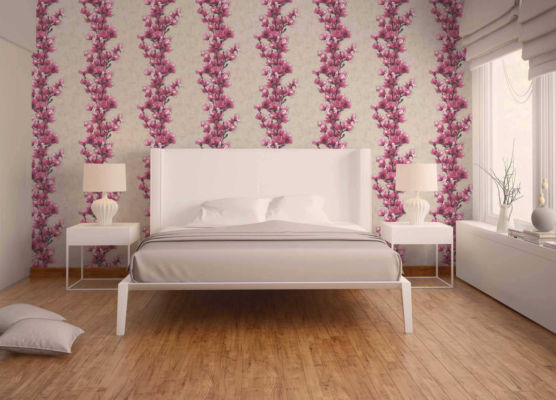             Non-woven wallpaper light beige with mottled colour effect
        