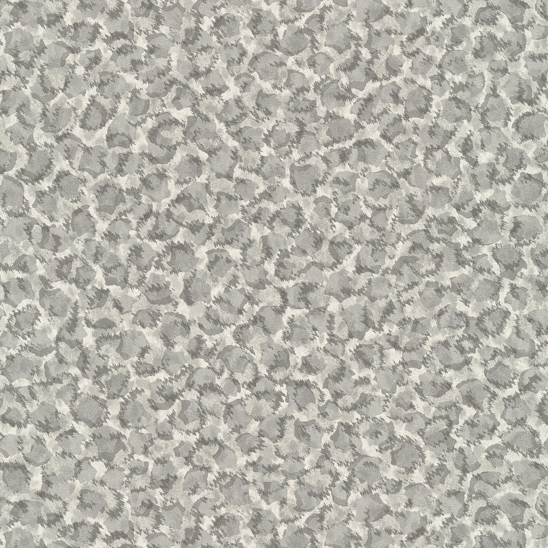 Non-woven wallpaper with polka dots pattern in ethnic style - grey, metallic
