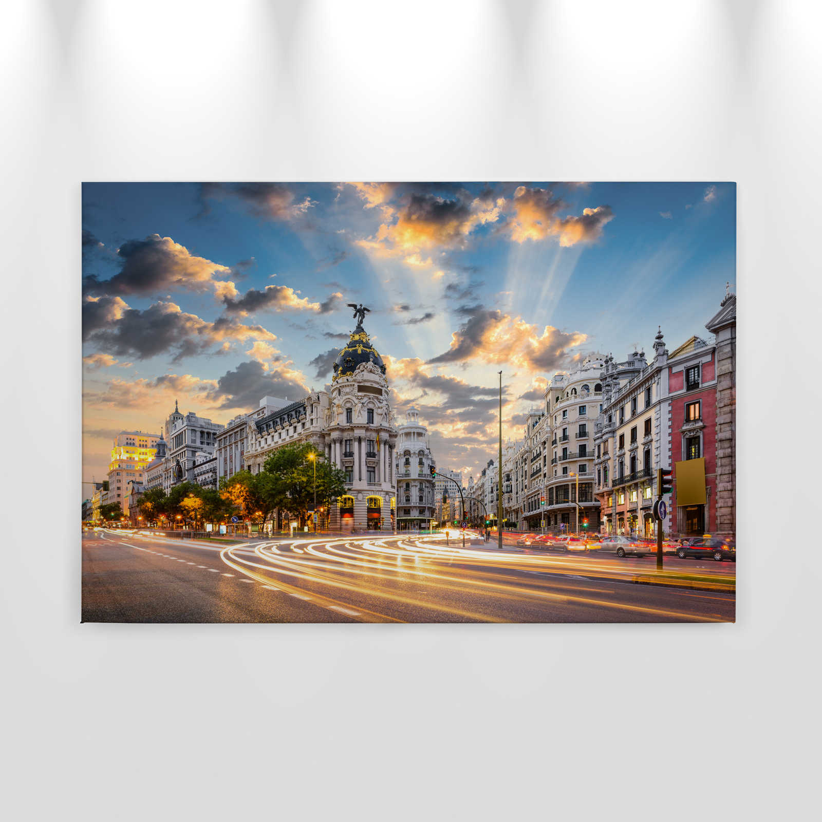             Canvas met de straten van Madrid in de ochtend - 0.90 m x 0.60 m
        
