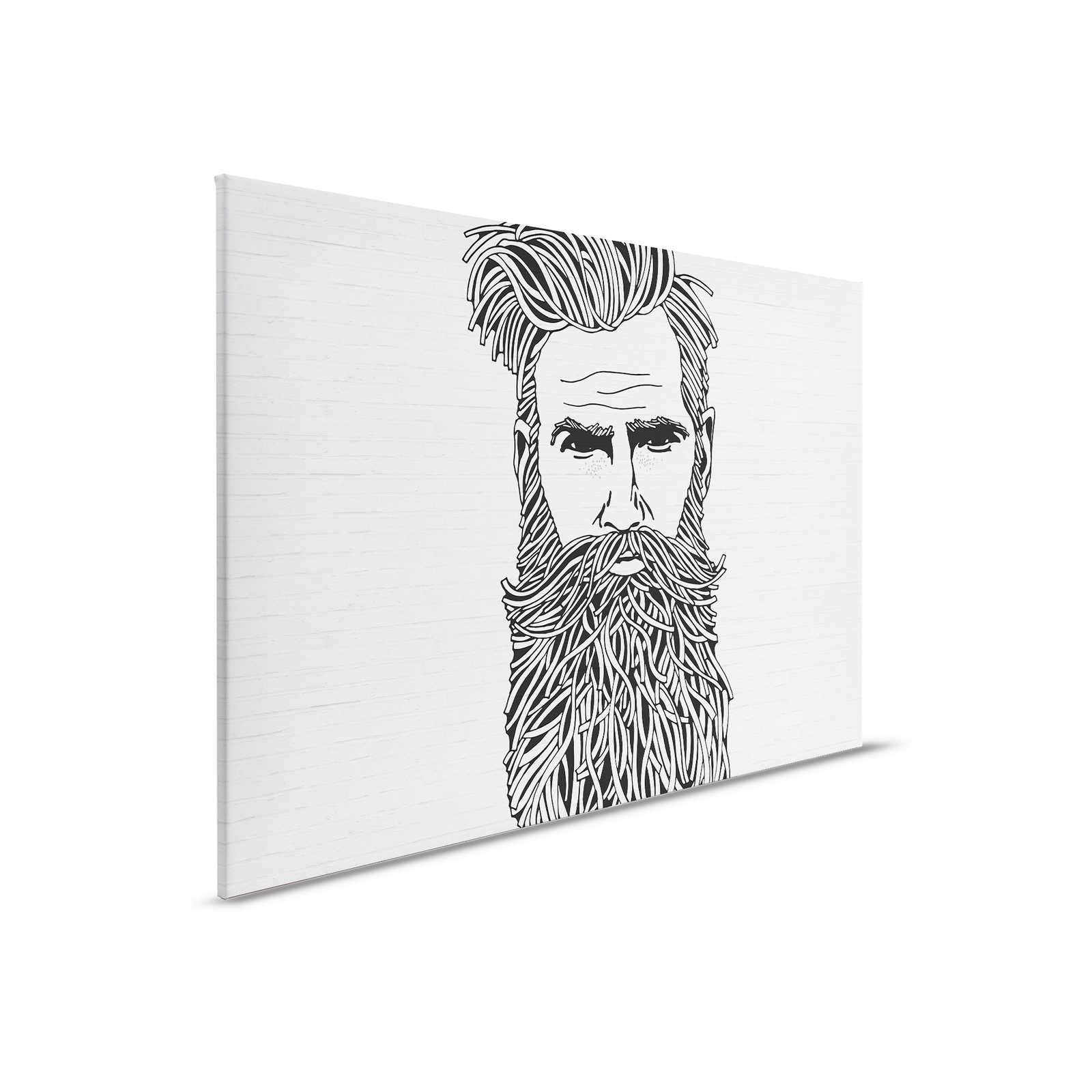 White Canvas Painting Stone Look with Men Portrait in Drawing Style - 0.90 m x 0.60 m
