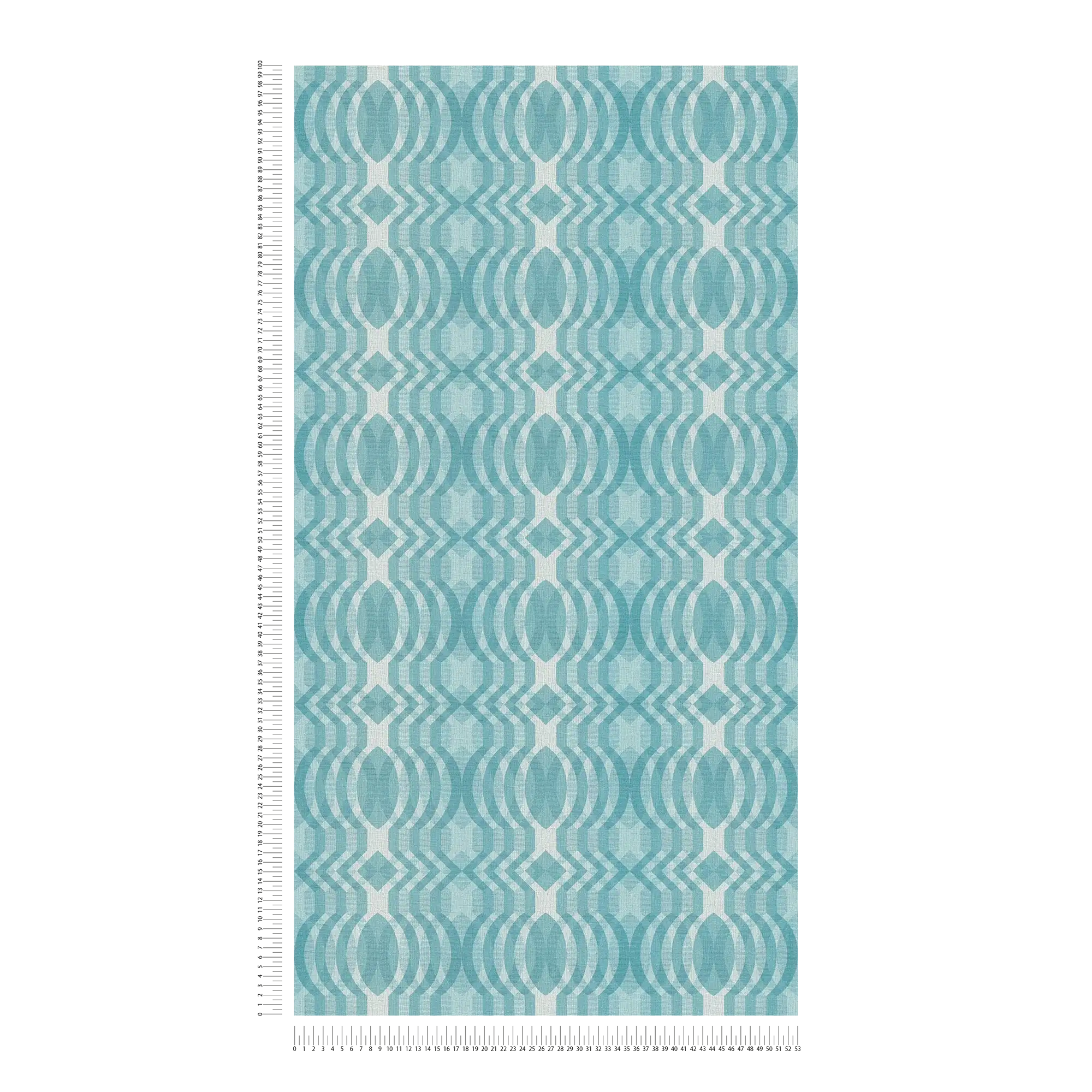             Retro behang met geometrisch patroon - blauw, crème, wit
        