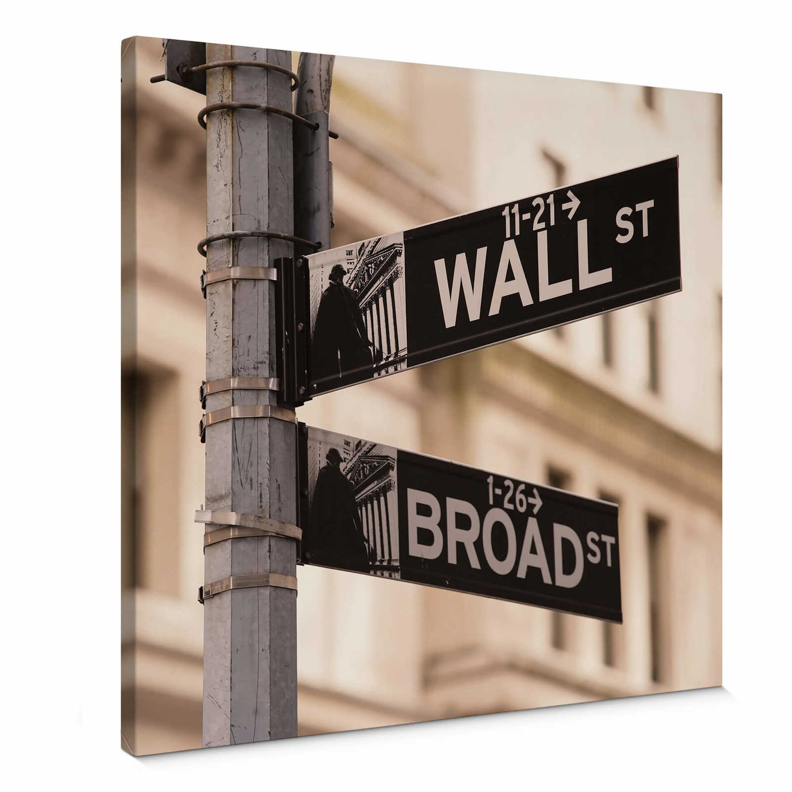 Square canvas print street sign Wallstreet, New York
