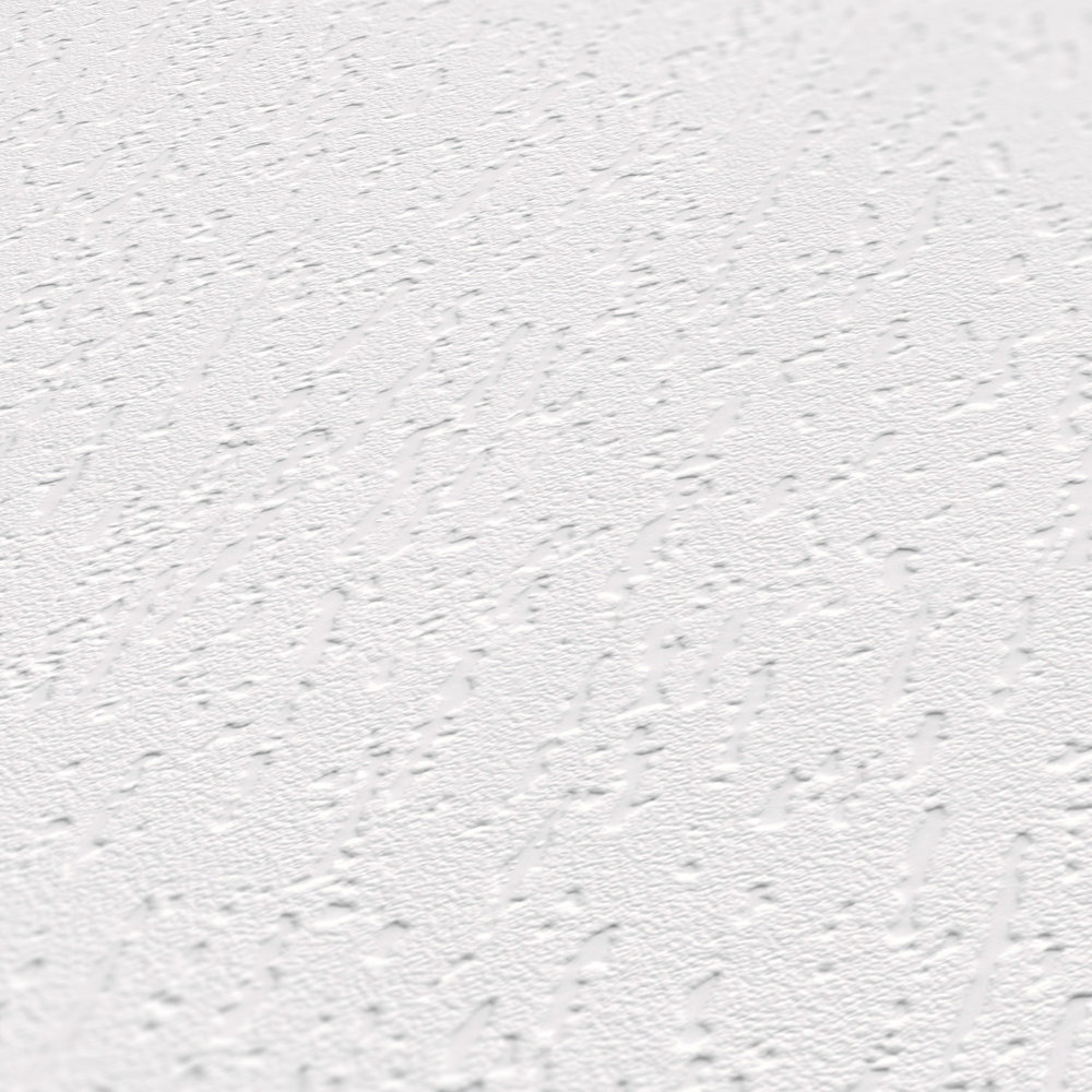             Papel pintado blanco no tejido de aspecto rugoso con estructura 3D
        