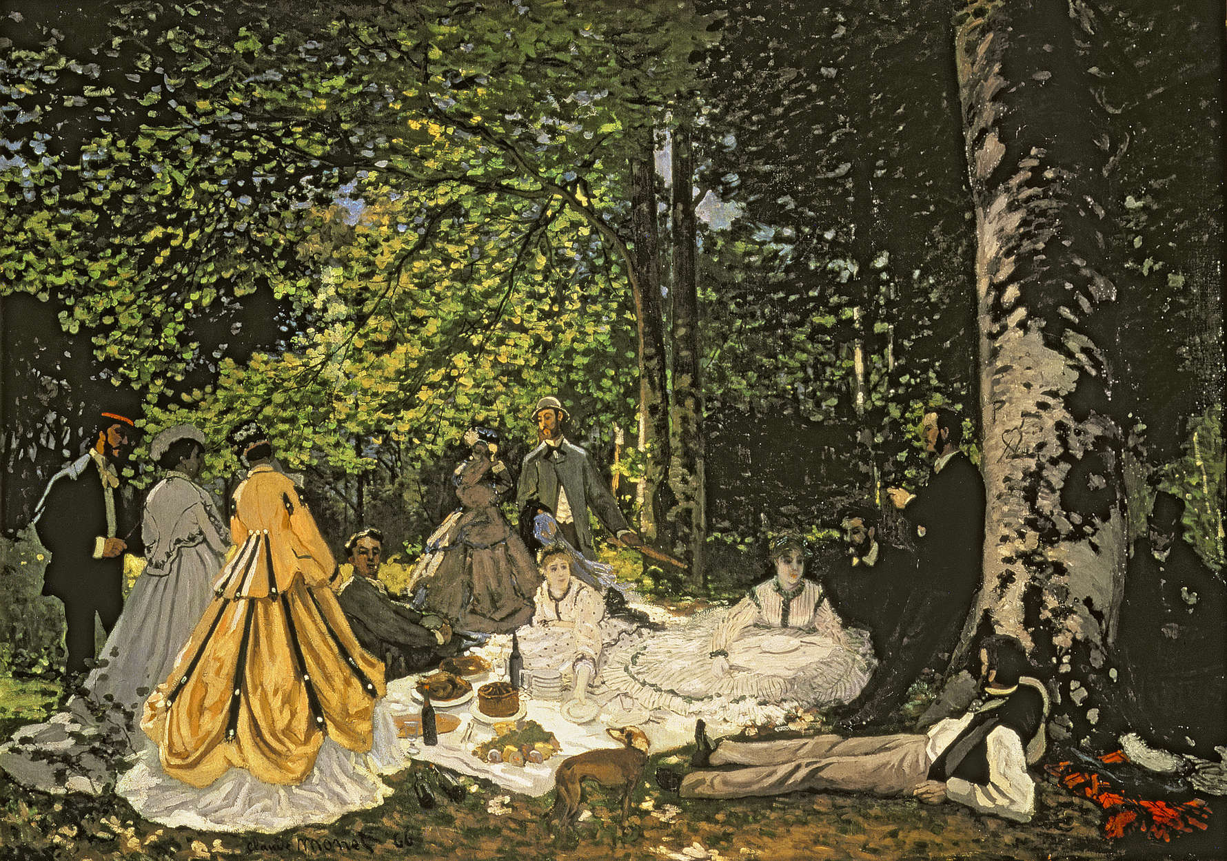             Muurschildering "Ontbijt in het groen" van Claude Monet
        