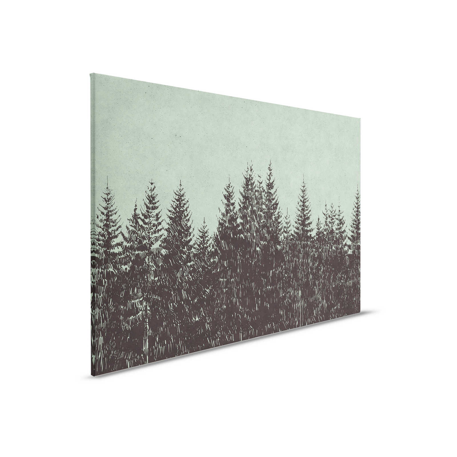         Forest Canvas Painting Drawing Style Fir Tops - 0.90 m x 0.60 m
    