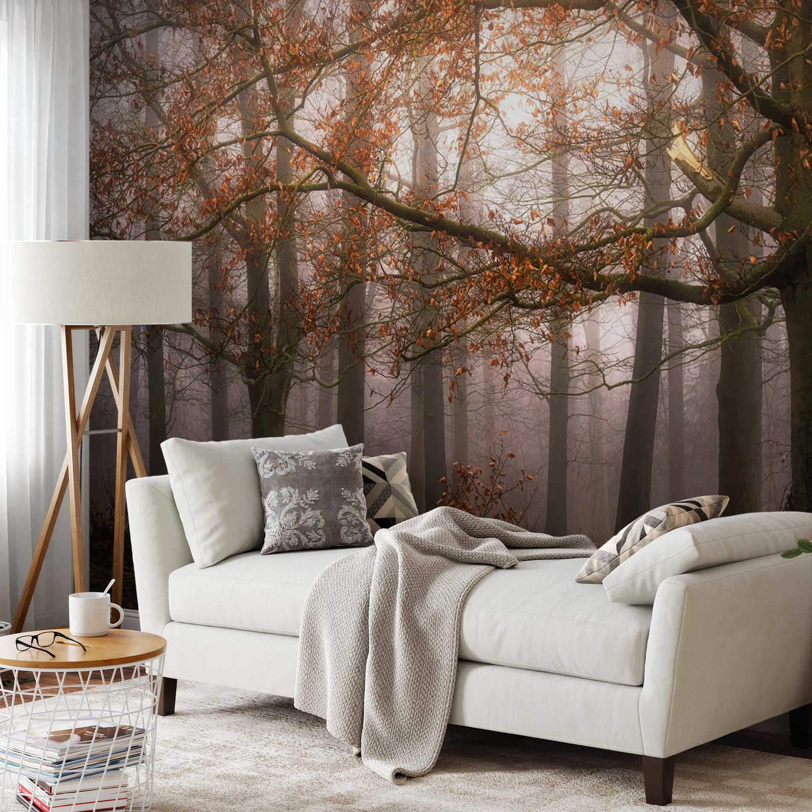            Photo wallpaper forest in autumn - brown, orange
        