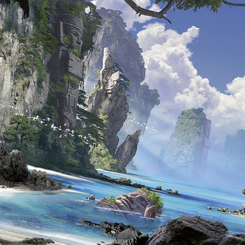 Fantasy World with Bay and Cliffs Wallpaper - Matt Smooth Non-woven
