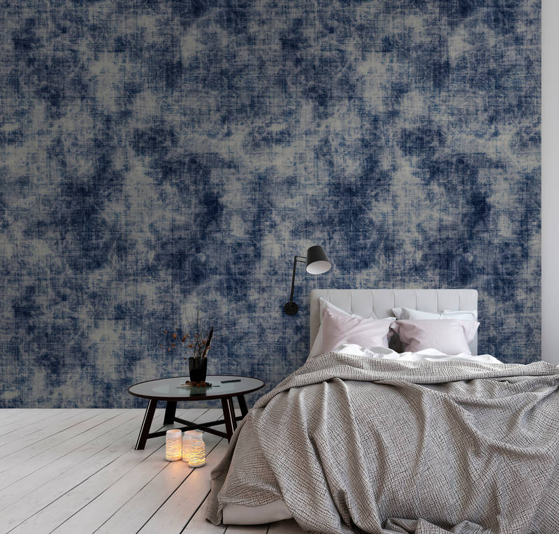             Photo wallpaper batik pattern & textile look - blue, white
        
