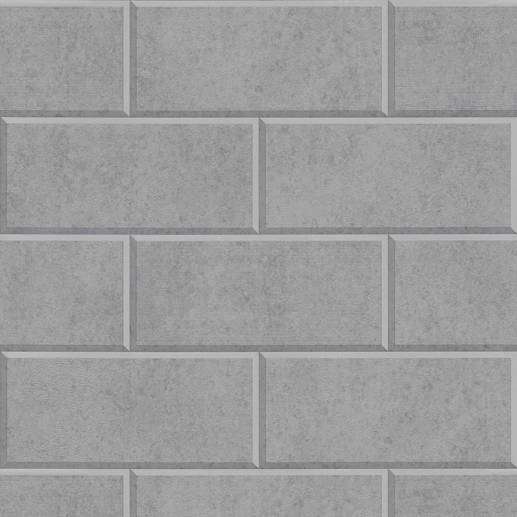 Wallpaper 3D stone wall design with concrete blocks - grey

